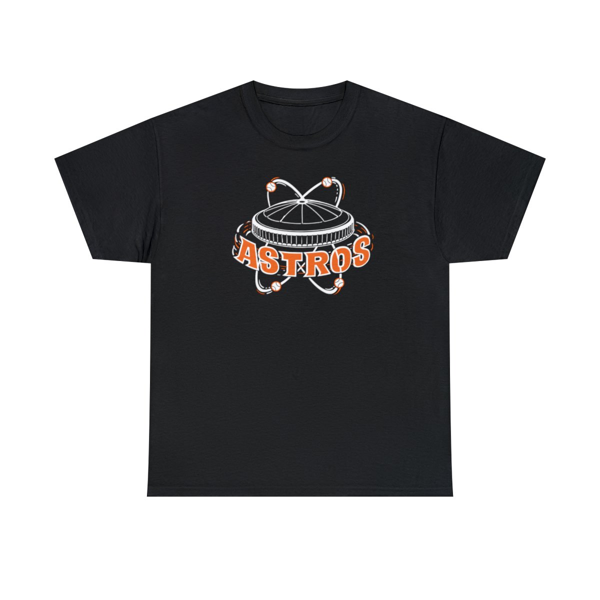 deadmansupplyco Vintage Running Baseball Player - Houston Astros (Orange Astros Wordmark) Long Sleeve T-Shirt