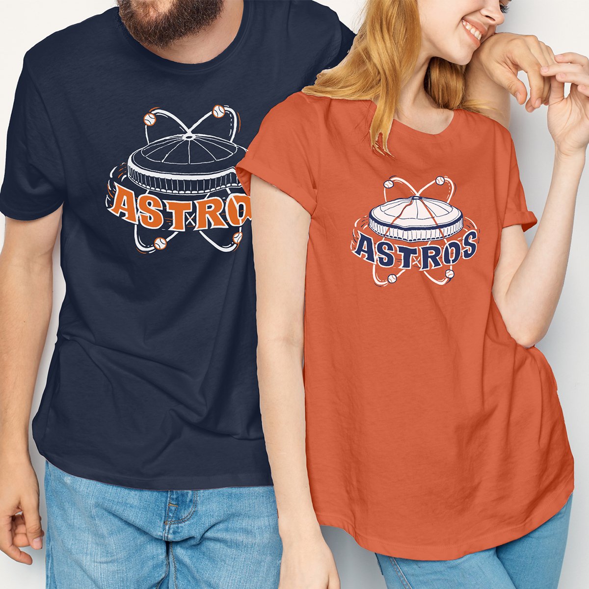 deadmansupplyco Vintage Baseball - Houston Astros (Orange Houston Wordmark) Long Sleeve T-Shirt